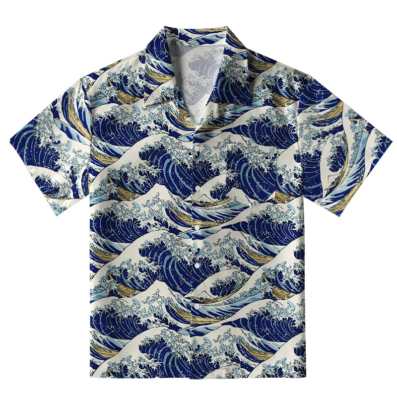 Tokyo-Tiger Japanese Great Wave Aloha Hawaiian Shirt Sale