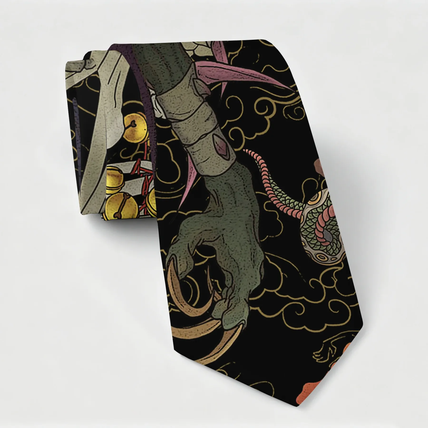 Tokyo-Tiger Japanese Yokai And Skeletons Necktie