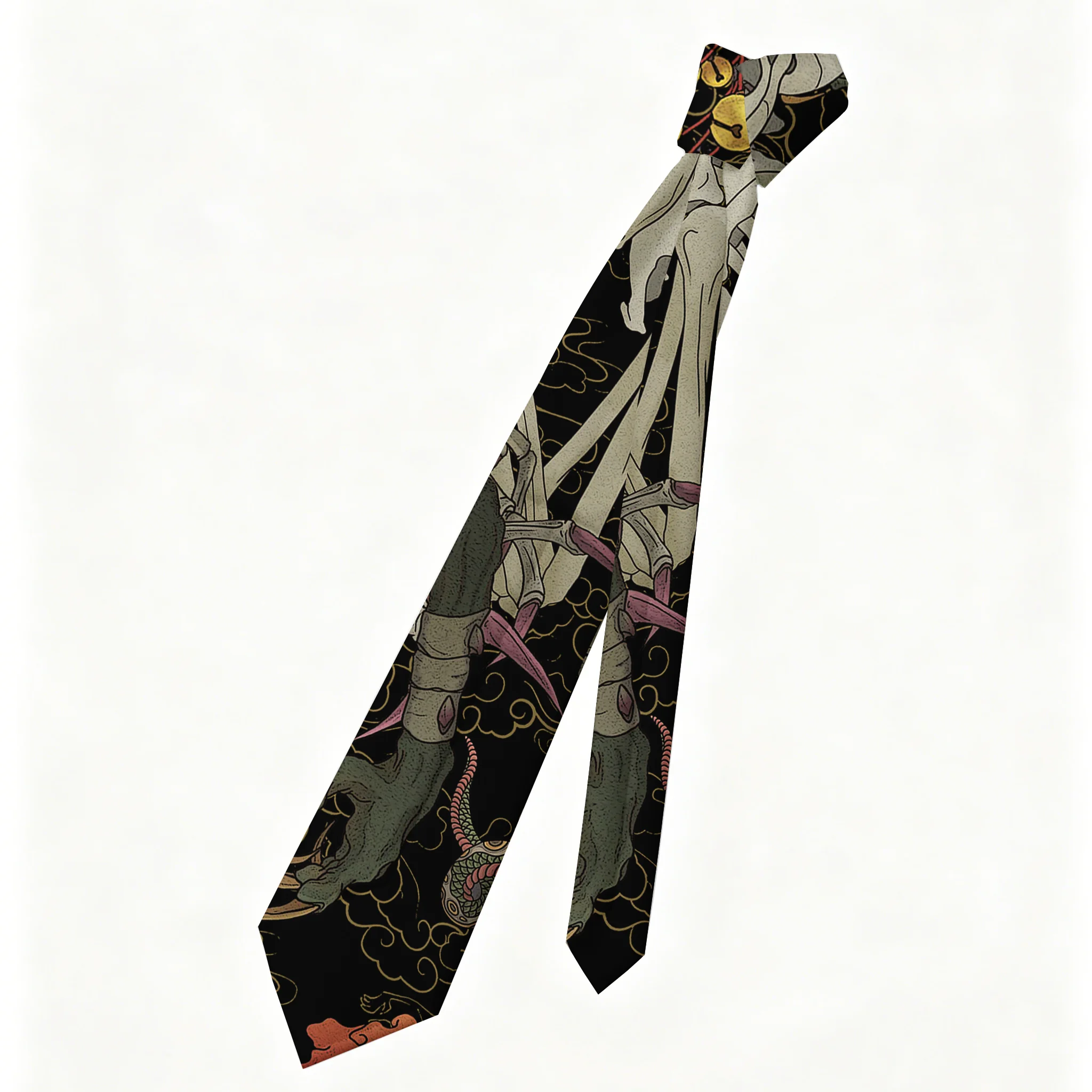 Tokyo-Tiger Japanese Yokai And Skeletons Necktie
