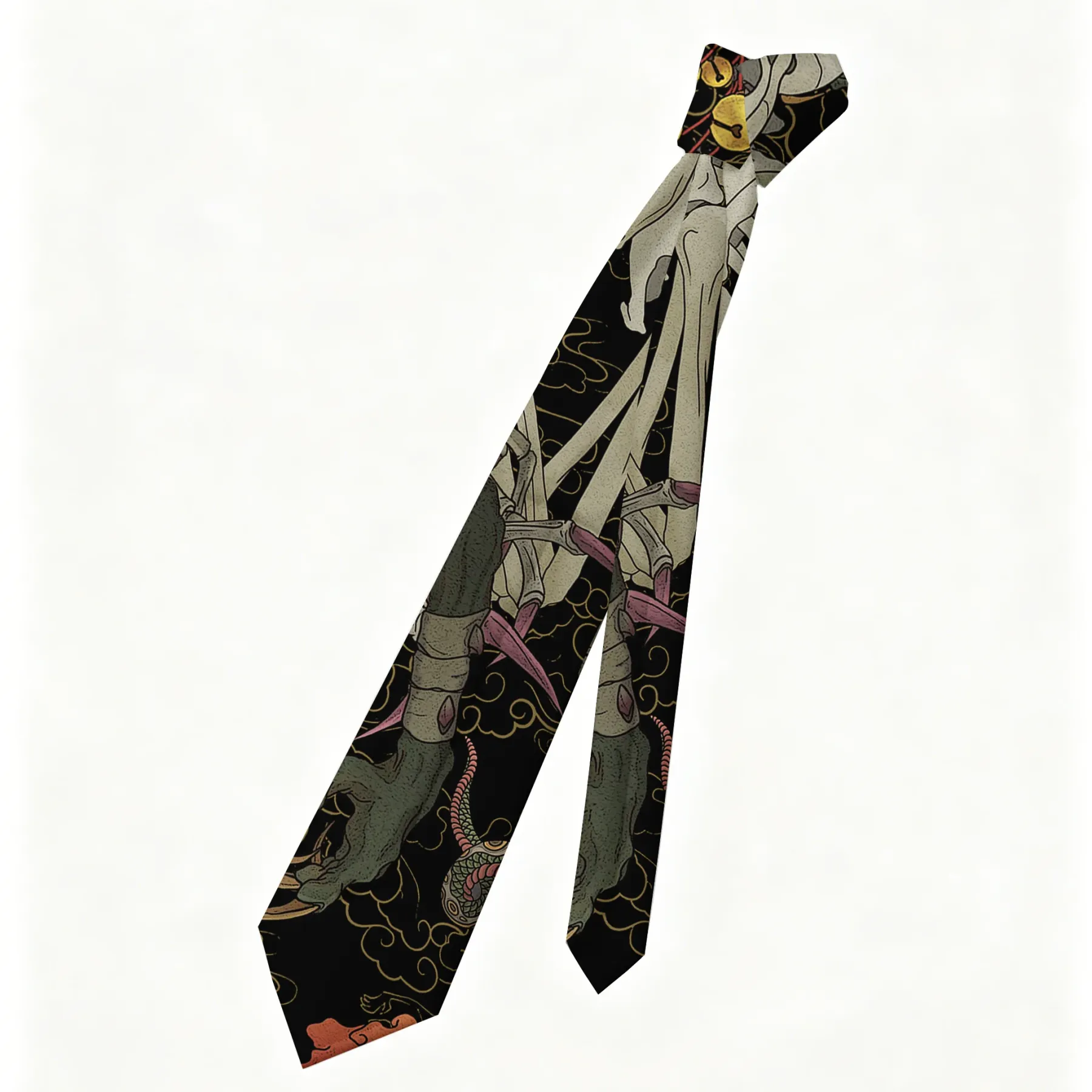 Tokyo-Tiger Japanese Yokai And Skeletons Necktie