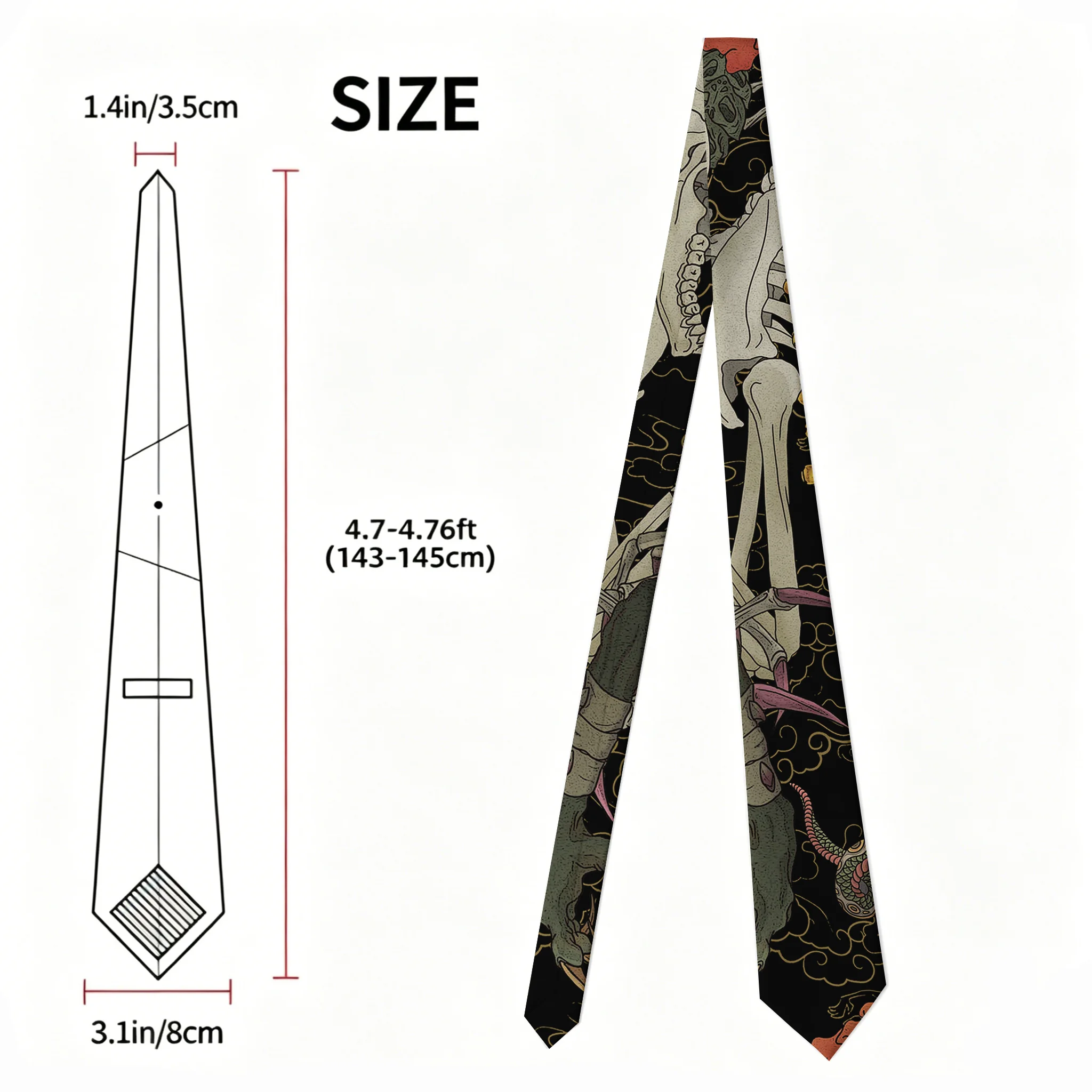 Tokyo-Tiger Japanese Yokai And Skeletons Necktie