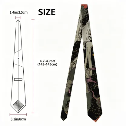 Tokyo-Tiger Japanese Yokai And Skeletons Necktie
