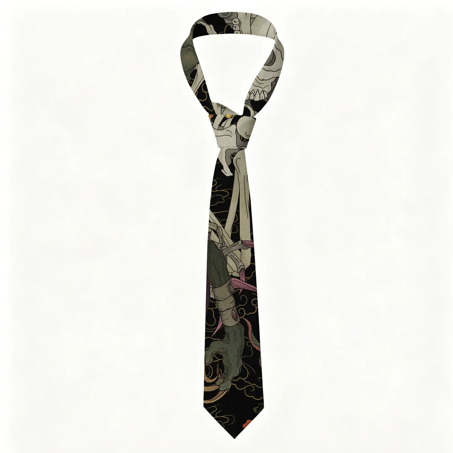 Tokyo-Tiger Japanese Yokai And Skeletons Necktie Sale