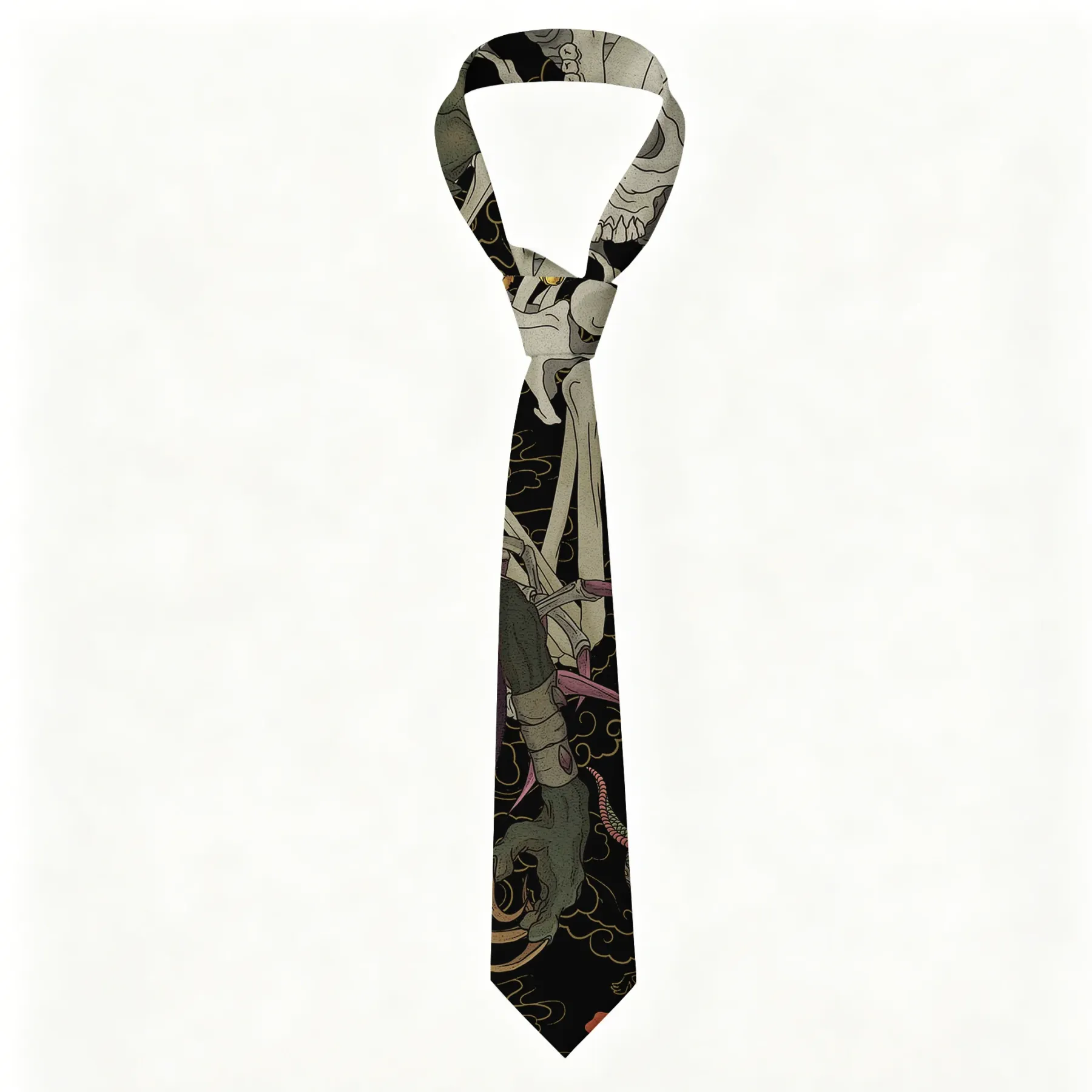 Tokyo-Tiger Japanese Yokai And Skeletons Necktie Sale