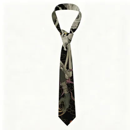 Tokyo-Tiger Japanese Yokai And Skeletons Necktie