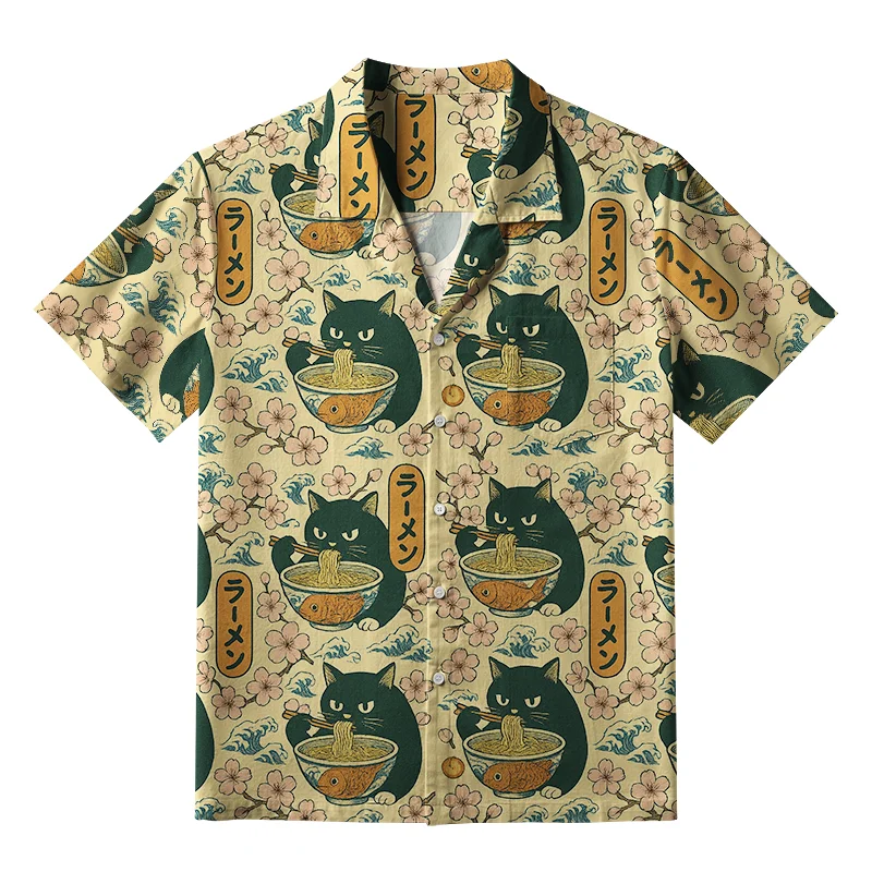 Tokyo-Tiger Ramen Lover Cat Aloha Hawaiian Shirt