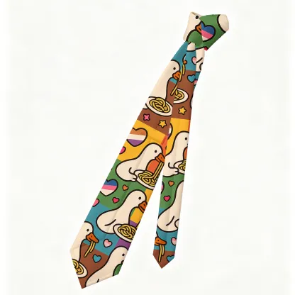 Tokyo-Tiger Pride japanese Goose Eat Spaghetti Necktie