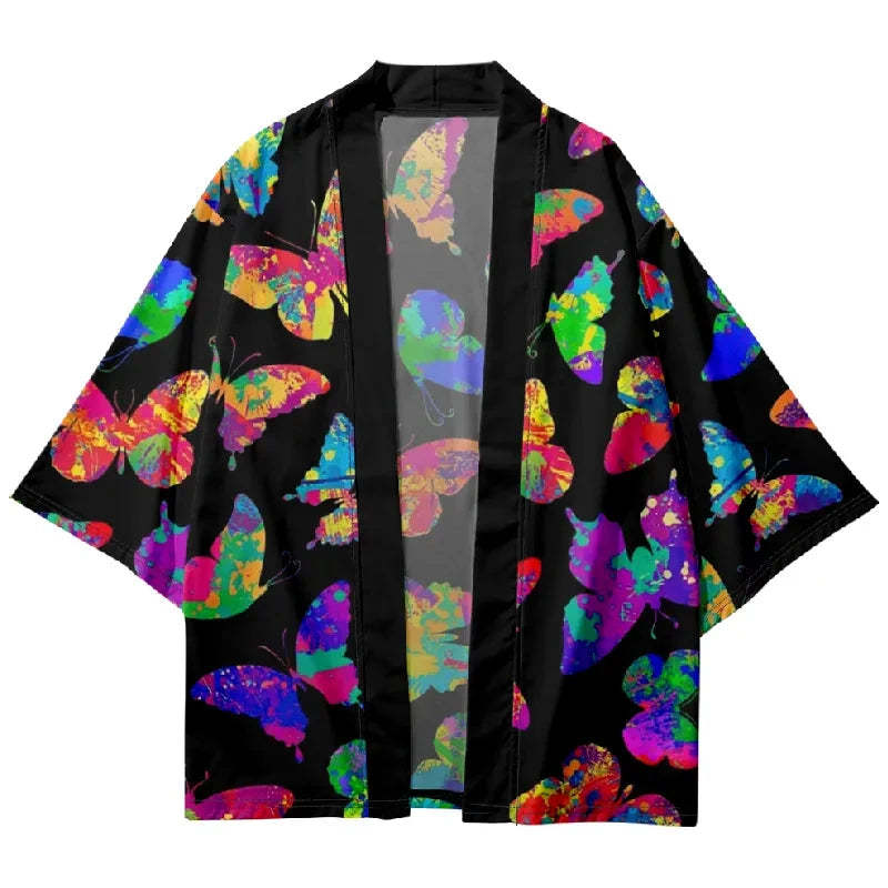Tokyo-Tiger Strong Rainbow Butterfly Japanese Kimono Cardigan Sale