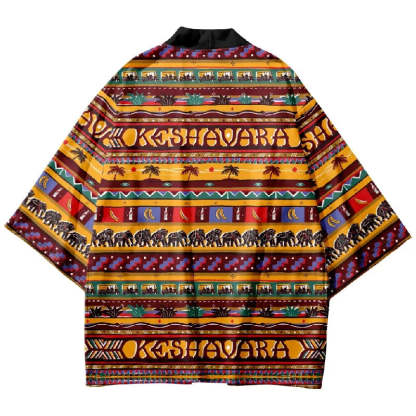 Tokyo-Tiger Elephants and Plants Kimono Cardigan