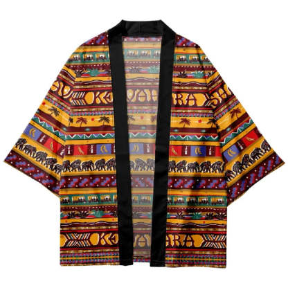 Tokyo-Tiger Elephants and Plants Kimono Cardigan