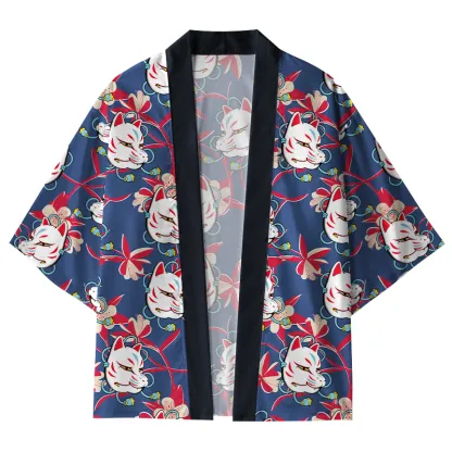 Tokyo-Tiger Japanese Fox Mask Kimono Cardigan