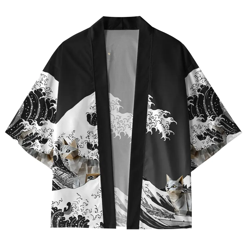 Tokyo-Tiger The Great Wave Off Cat Kimono Cardigan Sale