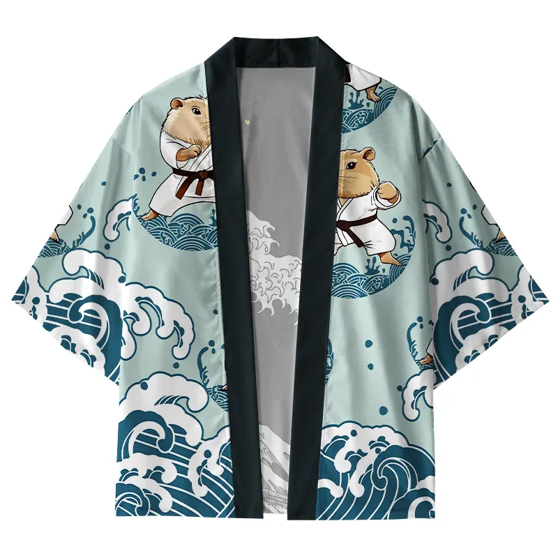 Tokyo-Tiger Cute Capybara Taekwondo Kimono Cardigan Sale