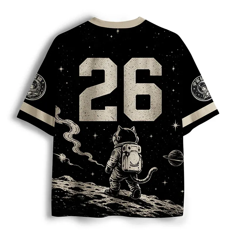 Tokyo-Tiger Cool Space Cat Kanji Mesh Jersey