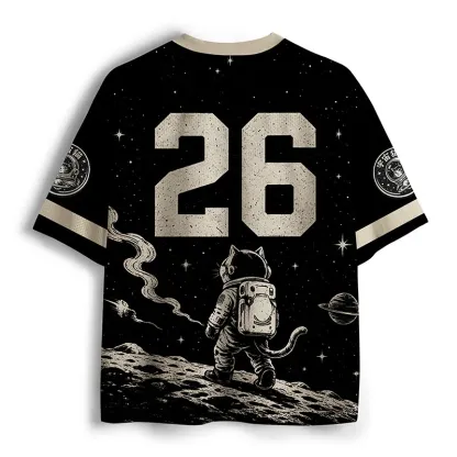 Tokyo-Tiger Cool Space Cat Kanji Mesh Jersey