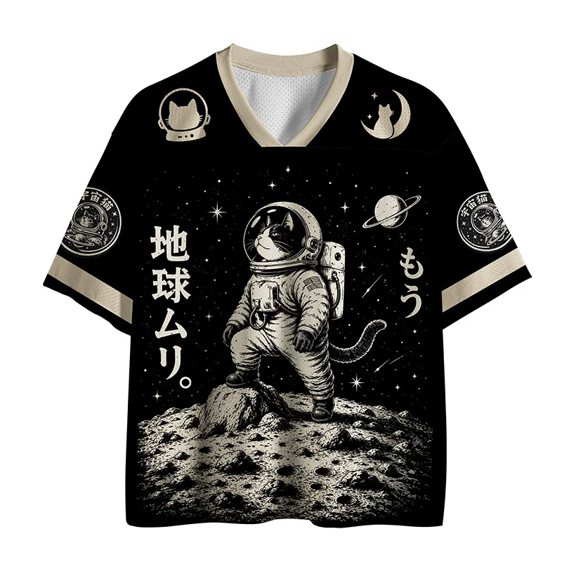 Tokyo-Tiger Cool Space Cat Kanji Mesh Jersey