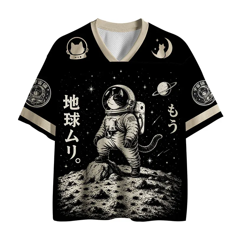 Tokyo-Tiger Cool Space Cat Kanji Mesh Jersey Sale