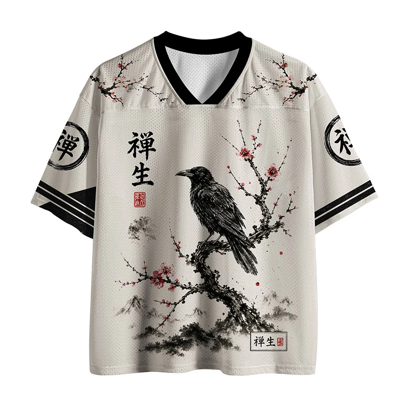Tokyo-Tiger Plum Blossoms And Crows Mesh Jersey