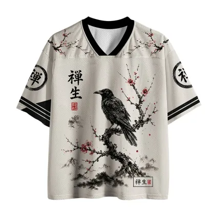 Tokyo-Tiger Plum Blossoms And Crows Mesh Jersey