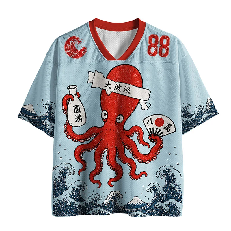 Tokyo-Tiger Octopus Drinking Funny Mesh Jersey