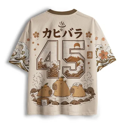 Tokyo-Tiger Capybaras Bath Funny Mesh Jersey