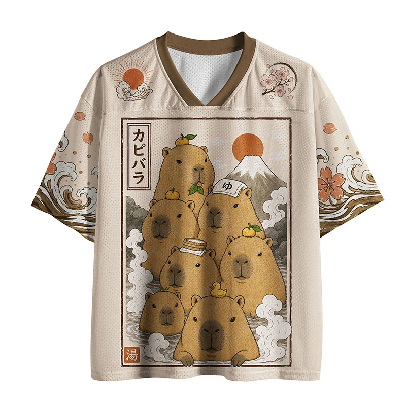 Tokyo-Tiger Capybaras Bath Funny Mesh Jersey