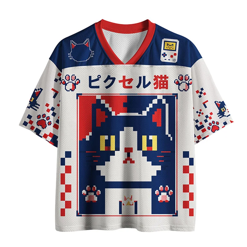 Tokyo-Tiger Pixel Game Cat Mesh Jersey
