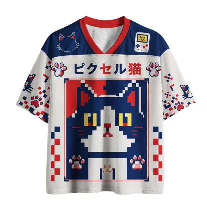 Tokyo-Tiger Pixel Game Cat Mesh Jersey