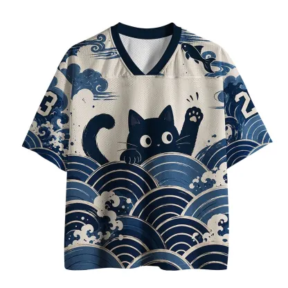 Tokyo-Tiger Cat In The Waves Mesh Jersey