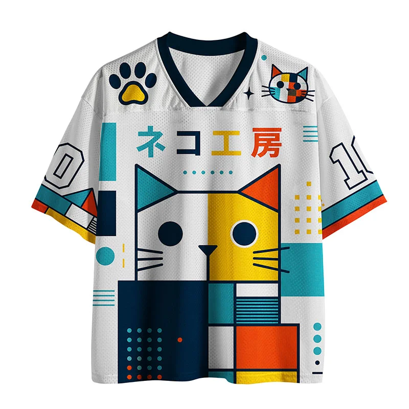 Tokyo-Tiger Cat Abstract Art Funny Mesh Jersey