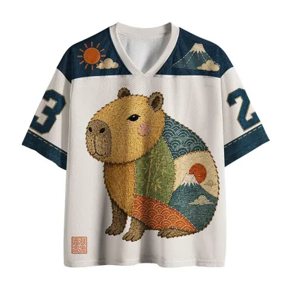 Tokyo-Tiger Capybar Splicing Mesh Jersey
