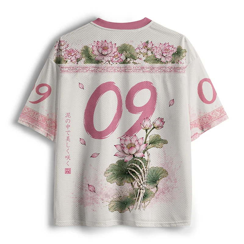 Tokyo-Tiger Skull And Lotus Turned Into Mud Mesh Jersey