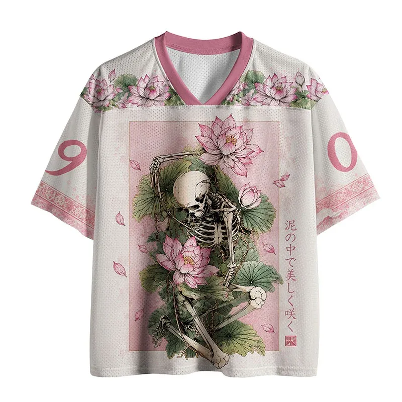 Tokyo-Tiger Skull And Lotus Turned Into Mud Mesh Jersey Sale