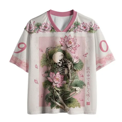 Tokyo-Tiger Skull And Lotus Turned Into Mud Mesh Jersey