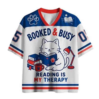 Tokyo-Tiger Cat Reading Funny Mesh Jersey