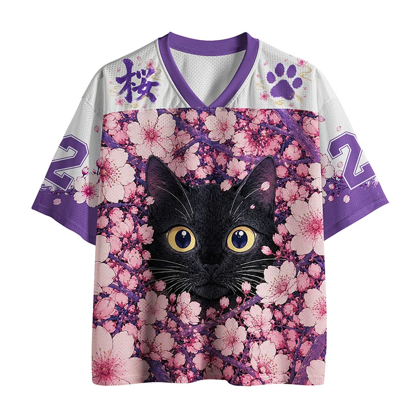Tokyo-Tiger Cat Among Sakura Mesh Jersey