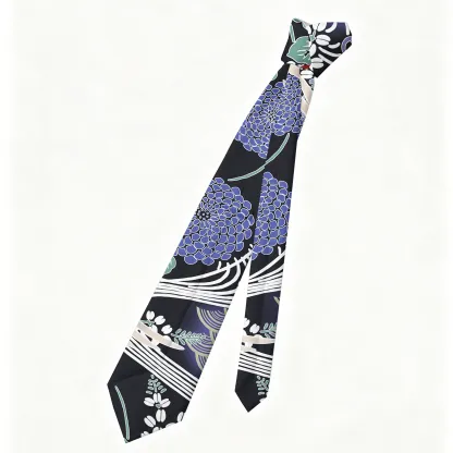 Tokyo-Tiger Cranes And Blooms Necktie