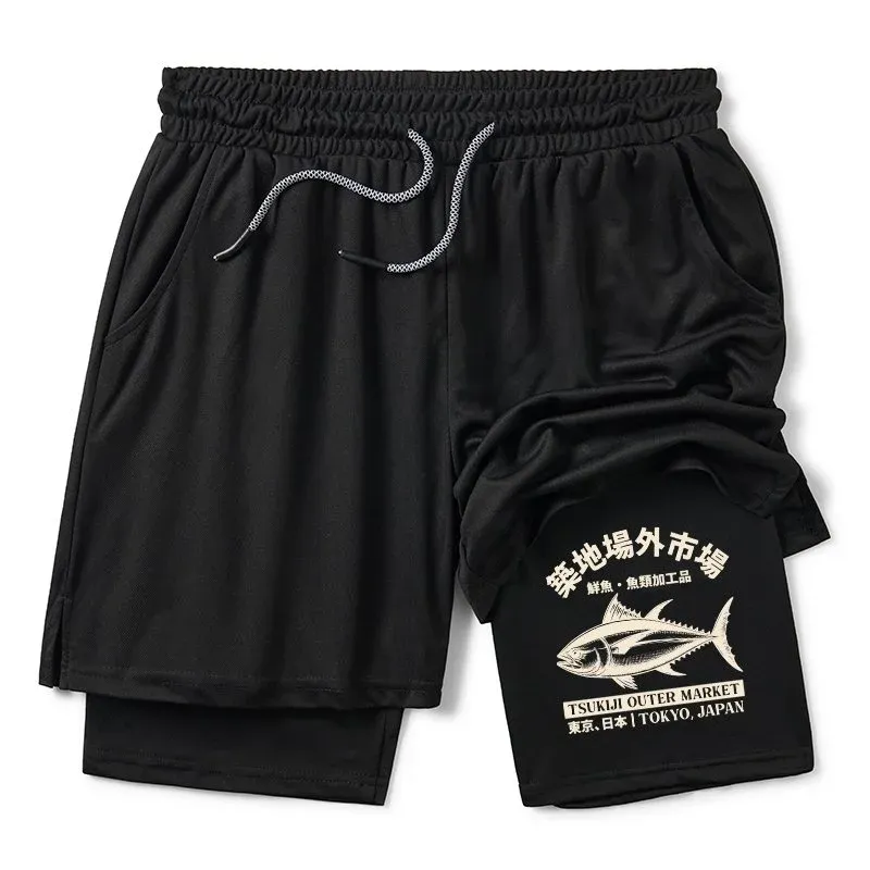 Tokyo-Tiger Japan Tsukiji Fish Market Training Shorts