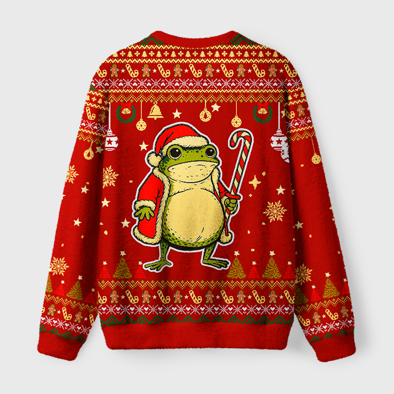 Tokyo-Tiger Twas The Cookies Frog Fuzzy Christmas Ugly Sweatshirt