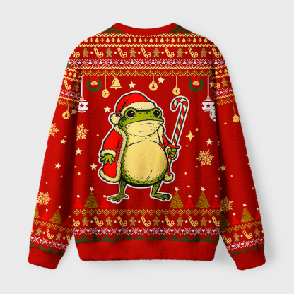 Tokyo-Tiger Twas The Cookies Frog Fuzzy Christmas Ugly Sweatshirt