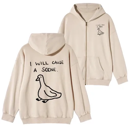 Tokyo-Tiger Stupid Goose Funny Japan Retro Washed Zip Hoodie