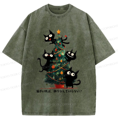 Tokyo-Tiger Who Needs Ornaments When You Have Cats? Washed T-Shirt