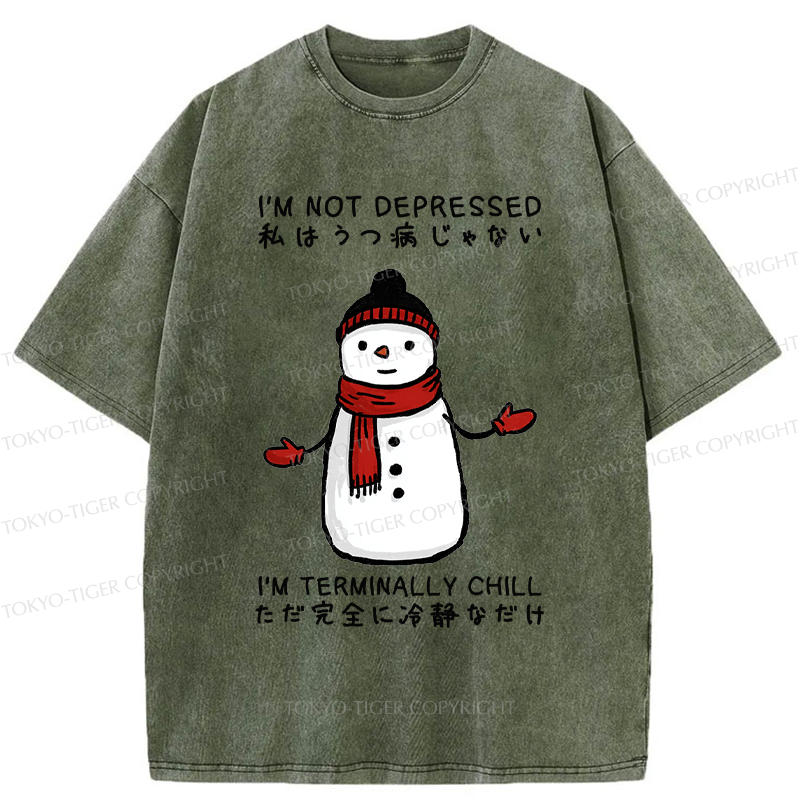 Tokyo-Tiger Ultimate Chill Snowman Zen Washed T-Shirt