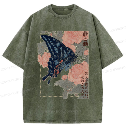 Tokyo-Tiger Elegance in Motion - Minimal Art Washed T-Shirt