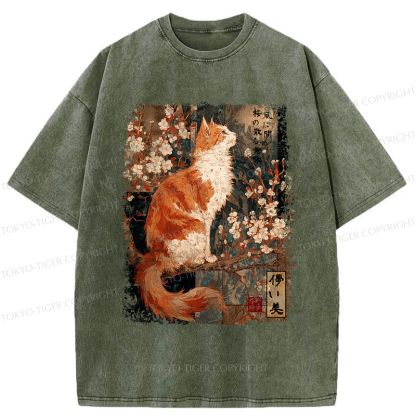 Tokyo-Tiger Ask The Wind, The Meaning Of Falling Blossoms Washed T-Shirt