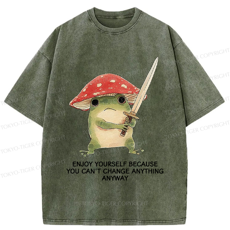 Tokyo-Tiger Frog Samurai: Can’t Change It Anyway Washed T-Shirt