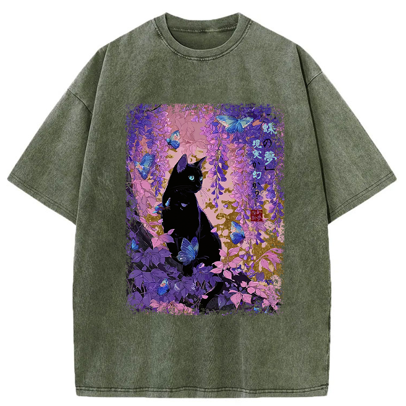 Tokyo-Tiger Dreamy Wisteria and Paws Washed T-Shirt