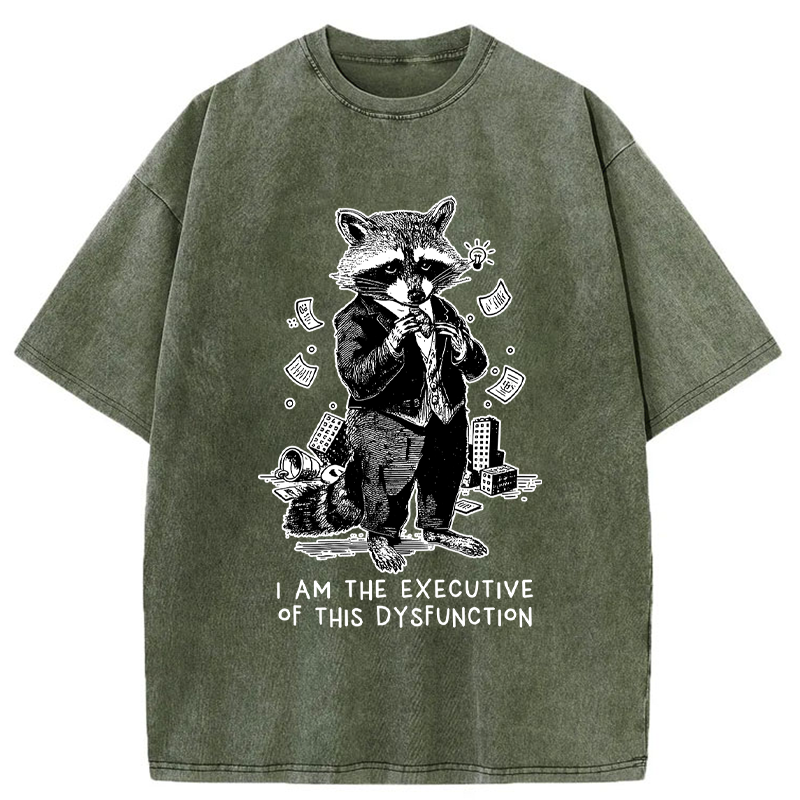 Tokyo-Tiger Funny Raccoon:CEO of Chaos Washed T-Shirt