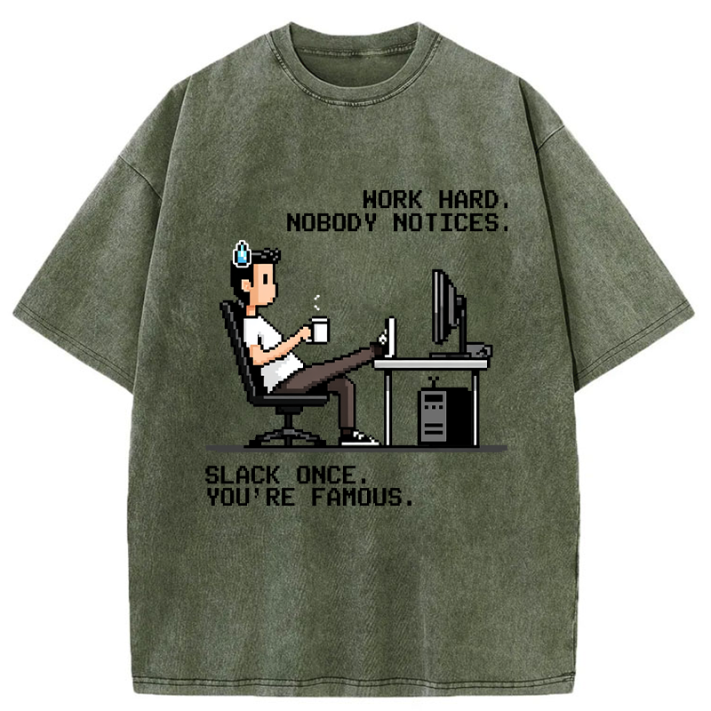 Tokyo-Tiger Hard Work, Who Cares? Washed T-Shirt