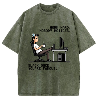 Tokyo-Tiger Hard Work, Who Cares? Washed T-Shirt